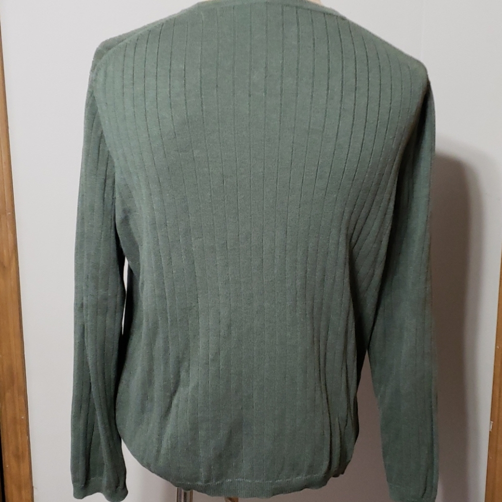 J.crew factory olive green ribbed sweater vneck - Picture 3 of 5